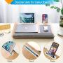 LORYERGO Laptop Lap Desk - Lap Desk Fits Up to 15.6'' Laptops, Lap Desk for Bed w/Wrist Rest & Mouse Pad, Laptop Desk w/Slot for Phone & Tablet, Writing Desk & Drawing (Wood Grain)