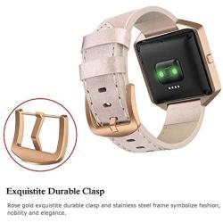 SWEES Leather Bands Compatible with Fitbit Blaze Smart Watch, Genuine Leather Replacement Band with Metal Frame Small & Large for Women Men, Champagne Gold, Rose Gold, Black, Brown, White, Grey, Beige