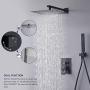 Tenfe Shower System with 10 Inches Rain Shower Head and Square Handheld Spray, Matte Black Wall Mounted Rainfall Showerhead Combo Set (Contain Brass Rough-in Valve Body and Trim)