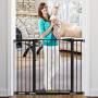 KingSo 48.8'' W x 36'' H Baby Gate Extra Tall Wide Large Dog Gate Auto Close Safety Gate Durable Walk Thru Child Gate for Stairs Doorways. Include 4 Pressure Bolts, 2.75'', 5.5'' & 8.25'' Extension, Black