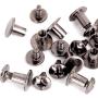 Round Flat Head Chicago Screws Buttons for Leather Crafting, 1/4 Inches (6mm) Repair Screw Post Fastener, Metal Nail Rivet Studs, Black Gunmetal, 30 Sets, Diameter 5/16 Inches (8mm)