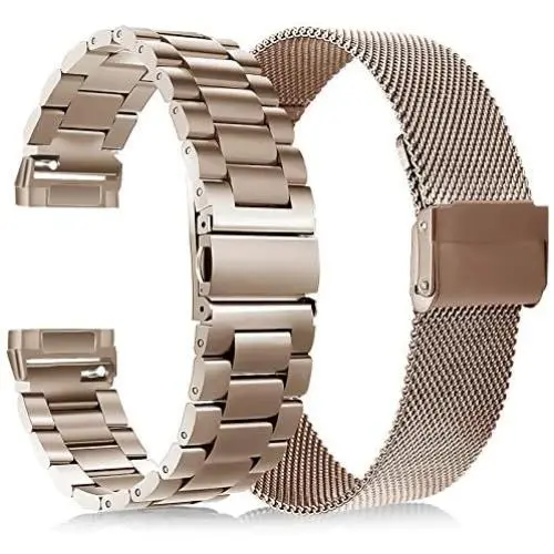 KOREDA Compatible with Fitbit Versa 3/Fitbit Sense Bands Sets for Women Men, Stainless Steel Metal Band + Mesh Loop Replacement Bracelet Wristband for Fitbit Versa 3/Sense Smartwatch (Champaign Gold) KOREDA Compatible with Fitbit Versa 3/Fitbit Sense Bands Sets for Women Men, Stainless Steel Metal Band + Mesh Loop Replacement Bracelet Wristband for Fitbit Versa 3/Sense Smartwatch (Champaign Gold)