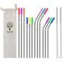 ALINK 12-Pack Stainless Steel Metal Straws with Silicone Tips, Long Reusable Drinking Straws for 20oz/ 30oz Yeti/Rtic Tumblers, Starbucks, Tervis with 2 Cleaning Brush and Carrying Case