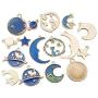Youdiyla 40pcs Blue Enamel Moon Star Planet Charms Collection, Mix Metal Pendant Supplies Findings for Jewelry Making (HM275)