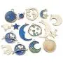 Youdiyla 40pcs Blue Enamel Moon Star Planet Charms Collection, Mix Metal Pendant Supplies Findings for Jewelry Making (HM275)