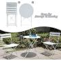 OC Orange-Casual 3-Piece Outdoor Furniture Set, Premium Steel Patio Stripe Small Bistro Set, Folding Dining Table and Chairs for Porch Balcony, White