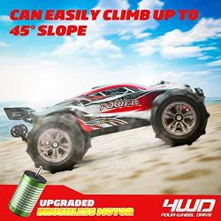 Hosim 2845 Brushless RC Car 1:16 Scale Remote Control RC Monster Truck , All Terrain 4WD High Speed 52KM/h Off-Road Waterproof/Shockproof/Anti-Skid 2.4G Radio Controlled RTR Hobby Car(Red)