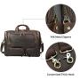 Texbo Mens Solid Top Cowhide Leather Large 17.3 Inch Laptop Briefcase Messenger Bag Tote with YKK Metal Zippers Fit Business Trip