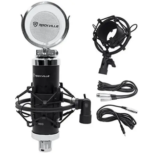 Rockville RCM03 Pro Studio Recording Condenser Microphone Mic+Metal Shock Mount Rockville RCM03 Pro Studio Recording Condenser Microphone Mic+Metal Shock Mount