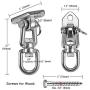 WAREMAID 2 Pack Heavy Duty 360° Swivel Swing Hanger, Stainless Steel Swing Hook for Ceiling Wooden Swing Set Bracket, Punching Bag Hanger for Playground Gym Rope Hammock Chair Yoga Swing, 1000 LB Load