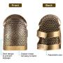 6 Pieces Copper Sewing Thimble Adjustable Sewing Thimble Rings Cap Artificial Leather Coin Finger Protectors Metal Shield for Sewing Embroidery Knitting Quilting