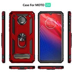 Rebex Compatible with Moto Z4 Case,Motorola Z4 Play Case,Moto z4 Force Case Cover, Tough Heavy Protective 360 Metal Rotating Ring Kickstand Holder Grip Magnetic (Blackish Green)