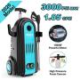 iRozce Pressure Washer, 3500PSI 1.75GPM Electric Power Washer with Foam Cannon, Metal Adapter, Quick Connector Nozzles for Driveway, Deck, Patio Furniture, Car Washing, Blue