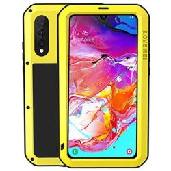 Simicoo Samsung A30S Military Metal Bumper Silicone Case Full Body Cover Built-in Gorilla Glass Heavy Duty Hybrid Shockproof Armor Impact Rugged Tough Case for Galaxy A30S (A30S, Yellow)