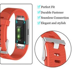 KingAcc Compatible Fitbit Charge 2 Bands, Soft Silicone Replacement Band for Fitbit Charge 2, with Metal Buckle Fitness Wristband Sport Strap Women Men (1-Pack, Orange, Small)