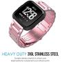 MoKo Band Compatible with Fitbit Versa/Versa 2/Versa lite Edition/Versa Special Edition, Stainless Steel Metal Watch Band Replacement Strap Bracelet - Rose Pink
