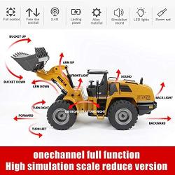 TongLi 583 1:14 Scale Metal RC Wheel Loader Toy Construction Trucks Vehicles Remote Control Outdoor Toys Bulldozer for Adults 2.4Ghz Powerful Upgraded with LED Lights and Simulation Sound