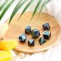 Polyhedral Metal Dices Set Zinc Alloy with Enamel Solid Metal for DND Game, Tabletop RPG, Dungeons and Dragons, Math Teaching, 7 Pieces Dice Set with Black Velvet Bag (Electrophoretic Colorful Blue)