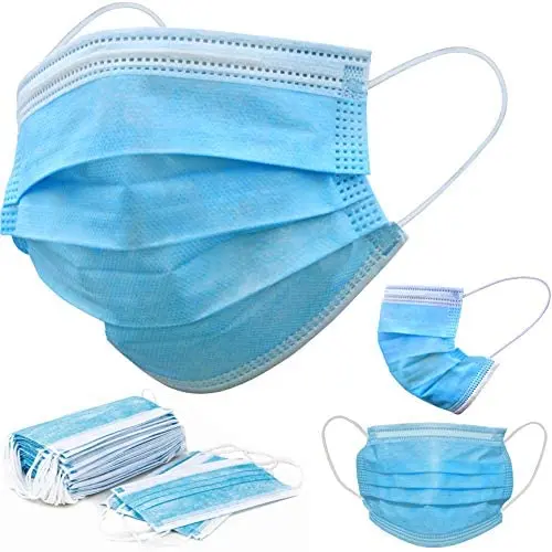 Disposable Face Masks/Safety Masks - 50PCS - Blue - 3 Layers Protective Face Masks For Adults and Teens, Breathable Masks for Germ Protection, Anti-Dust Mask with Earloop for Personal Care
