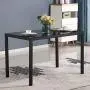 DKLGG 5-Piece Kitchen Dining Table Set for Dining Room, 4 Faux Leather Metal Frame Chairs, Dinette, Compact Space w/Glass Tabletop