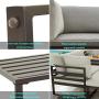 LOKATSE HOME 5 Pieces Patio Furniture Conversation Metal Sofa Set Outdoor All Weather Chaise Lounge Cushioned Chairs with Ottoman Table, Grey