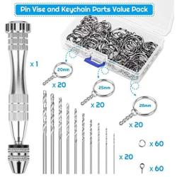 Hand Drill for Resin Molds, Paxcoo 201 PCS Pin Vise Resin Drill Set with Keychain Hardware and 20 Pcs Small Drill Bits (0.8-3 mm) for Resin Plastic Polymer Clay Keychain Pendant Jewelry Making