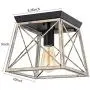 Pauwer Industrial Flush Mount Ceiling Light Farmhouse Rustic Metal Cage Close to Ceiling Lighting Fixture Faux Wood Paint Pauwer Industrial Flush Mount Ceiling Light Farmhouse Rustic Metal Cage Close to Ceiling Lighting Fixture Faux Wood Paint