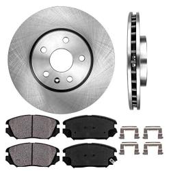 CRK13960 FRONT 321mm Premium OE 5 Lug [2] Brake Rotors + [4] Ceramic Brake Pads + Hardware [ fits Buick Lacrosse Regal | Chevy Equinox Impala Malibu | GMC Terrain | Saab 9-5 ]