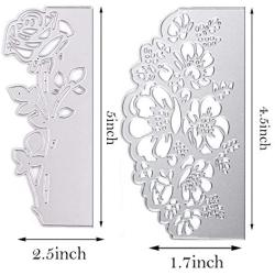 2 Pcs Metal Rose Shape Lace Die Cuts Embossing Stencils Mould for Card Scrapbooking and DIY Making Supplies