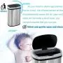 13 Gallon Touch-Free Automatic Stainless-Steel Trash Can Garbage Can Metal Trash Bin with Lid for Kitchen Living Room Office Bathroom, Electronic Touchless Motion Sensor Automatic Closure & Opening 13 Gallon Touch-Free Automatic Stainless-Steel Trash Can Garbage Can Metal Trash Bin with Lid for Kitchen Living Room Office Bathroom, Electronic Touchless Motion Sensor Automatic Closure & Opening
