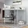 Metal Loft Bed Studio Loft Bunk Bed Over Desk and Bookcase with 2 Ladders,Twin Loft Bed for Dorm, Boys & Girls Teens Kids,Silver Metal Loft Bed Studio Loft Bunk Bed Over Desk and Bookcase with 2 Ladders,Twin Loft Bed for Dorm, Boys & Girls Teens Kids,Silver