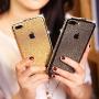 iPhone 8 Plus Diamond Bumper for Women, DMaos Sparkly Rhinestone Metal Bumper with Front and Back Glitter Sticker, Luxury for iPhone 8+ 5.5 inch - Gold