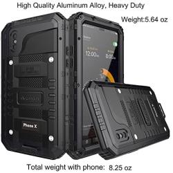 Beasyjoy iPhone X Case iPhone 10 Metal Case Heavy Duty Cover with Screen Full Body Protection Shockproof Dustproof Drop Proof Rugged Durable Military Grade Defender,Black