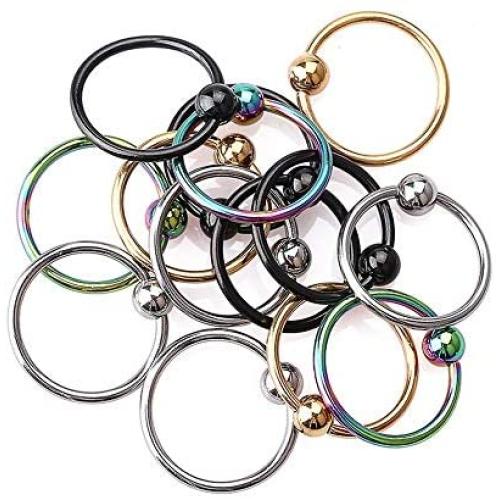 YC_jewelry 16G Surgical Steel Captive Bead Hoop CBR Earrings Belly Lip Eyebrow Nipple Helix Tragus Stud Body Piercing Jewelry