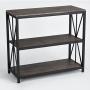 Vintage Dark Brown Black Metal Frame 3-Tier Console Table Bookcase Bookshelf
