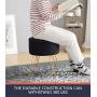Ornavo Home Modern Round Velvet Storage Ottoman Foot Rest Stool/Seat with Gold Metal Legs & Tray Top Coffee Table - Black