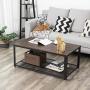 VASAGLE Coffee Table with Steel Frame and Mesh Storage Shelf, 41. 8 x 23. 7 x 17. 7 inches, Rustic Dark Brown
