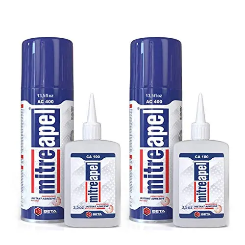 MITREAPEL Super CA Glue (2 x 3.5 oz) with Spray Adhesive Activator (2 x 13.5 fl oz) - Crazy Craft Glue for Wood, Plastic, Metal, Leather, Ceramic - Cyanoacrylate Glue for Crafting & Building (2 Pack) MITREAPEL Super CA Glue (2 x 3.5 oz) with Spray Adhesive Activator (2 x 13.5 fl oz) - Crazy Craft Glue for Wood, Plastic, Metal, Leather, Ceramic - Cyanoacrylate Glue for Crafting & Building (2 Pack)