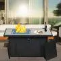 BALI OUTDOORS 42 inch 50,000 BTU Rectangular Propane Gas Fire Pit Table with Fire Glass and Table Lid , Fire Pits Outdoor for Garden, Patio, Backyard BALI OUTDOORS 42 inch 50,000 BTU Rectangular Propane Gas Fire Pit Table with Fire Glass and Table Lid , Fire Pits Outdoor for Garden, Patio, Backyard