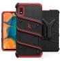 ZIZO Bolt Series for Samsung Galaxy A10e Case | Heavy-Duty Military-Grade Drop Protection w/Kickstand Included Belt Clip Holster Tempered Glass Lanyard (Black/Red)