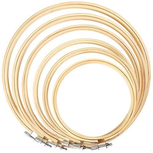 Caydo 6 Pieces Embroidery Hoop Set Bamboo Circle Cross Stitch Hoop Ring 4 inch to 10 inch for Embroidery and Cross Stitch