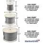 HarborCraft 1/8'' 316 Stainless Steel for Deck Cable Railing Kits DIY Balustrades 7x7 Wire Rope Aircraft Cable 150 Feet