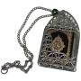 Islamic Car Rear Mirror Hanging Decorative Ornament Vehecle Necklace AMN142 Mini Al-Quran in Metal Cage Pendant Ramadan Eid Muslim Gift (Black/Silver)