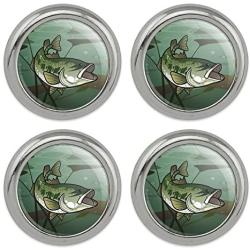 Bass Fish Swimming in River Metal Craft Sewing Novelty Buttons - Set of 4