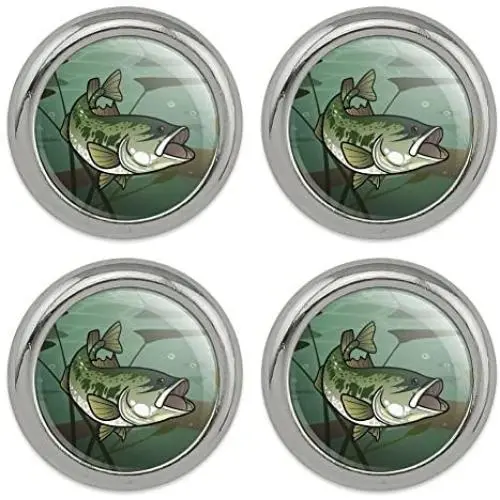 Bass Fish Swimming in River Metal Craft Sewing Novelty Buttons - Set of 4 Bass Fish Swimming in River Metal Craft Sewing Novelty Buttons - Set of 4