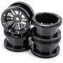 Que-T 4pcs/Set RC Beadlock Wheel Rims, 2.2'' Metal Wheel Hub for 1/10 Axial Wraith TRX4 D90 SCX10 Car (Black)