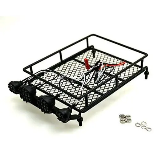RCLions Metal RC Roof Rack with LED Light Bar for 1/10 Axial SCX10 RC Crawler Car Accessories (Black) RCLions Metal RC Roof Rack with LED Light Bar for 1/10 Axial SCX10 RC Crawler Car Accessories (Black)