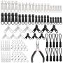 EuTengHao 183Pcs Zipper Repair Kit Zipper Replacement Zipper Pull Rescue Kit with Zipper Install Pliers Tool and Zipper Extension Pulls for Clothing Jackets Purses Luggage Backpacks (Sliver and Black)