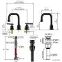 WOWOW Two Handles Widespread 8 inch Bathroom Faucet Black 3 Pieces Basin Faucets 360 Degree Swivel Spout Lavatory Sink Faucet