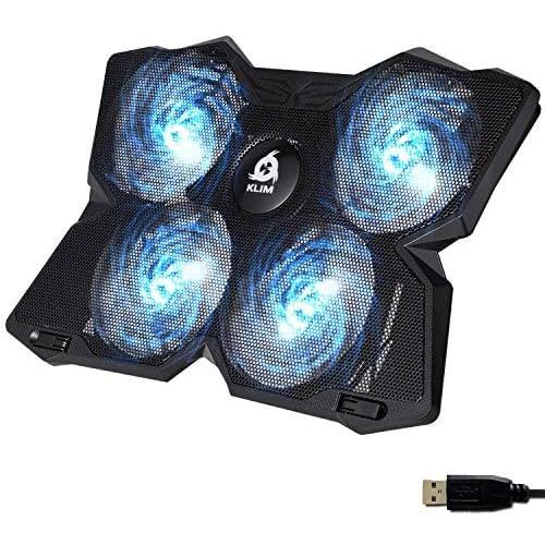 KLIM Wind Laptop Cooling Pad - Support 11 to 19 Inches Laptops, PS4 - [ 4 Fans ] - Light, Quiet Rapid Cooling Action - Ergonomic Ventilated Support - Gamer USB Slim Portable Gaming Stand - White